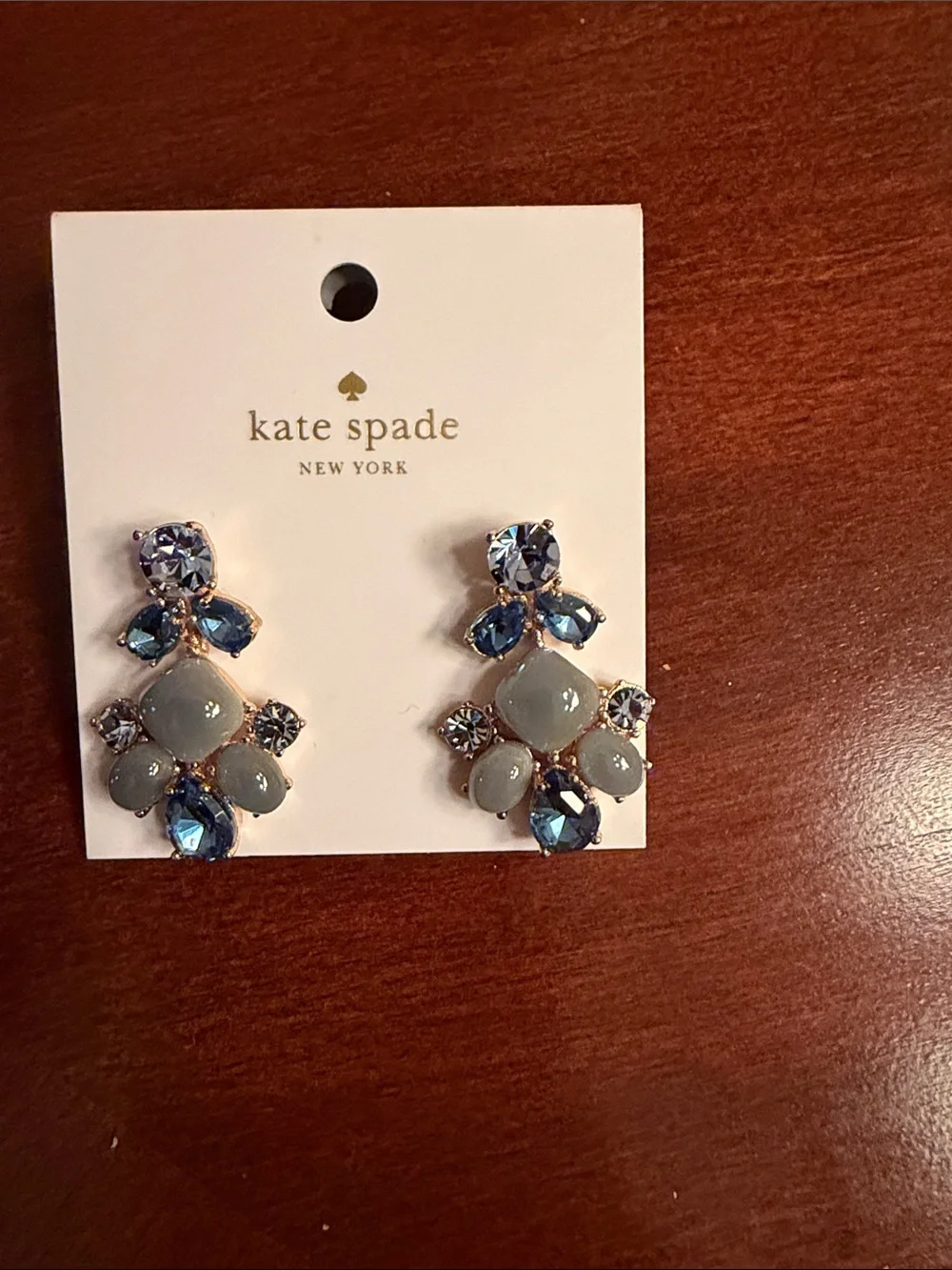 kate spade blue and gray crystal cluster stud earrings